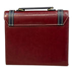 Vegan Leather Satchel – Handmade Burgundy Structured Bag with Gold Buckle by navichi