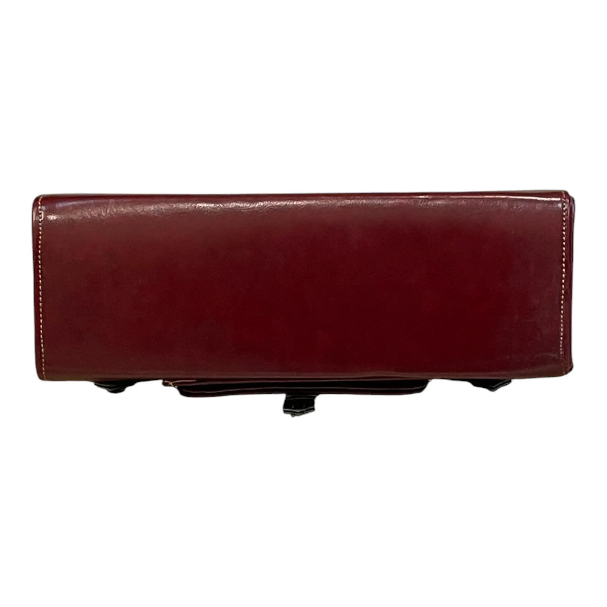 Vegan Leather Satchel – Handmade Burgundy Structured Bag with Gold Buckle by navichi