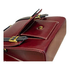 Vegan Leather Satchel – Handmade Burgundy Structured Bag with Gold Buckle by navichi
