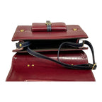 Vegan Leather Satchel – Handmade Burgundy Structured Bag with Gold Buckle by navichi