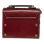 Vegan Leather Crossbody Bag – Handmade Burgundy Small Structured Purse with Gold Hardware by navichi