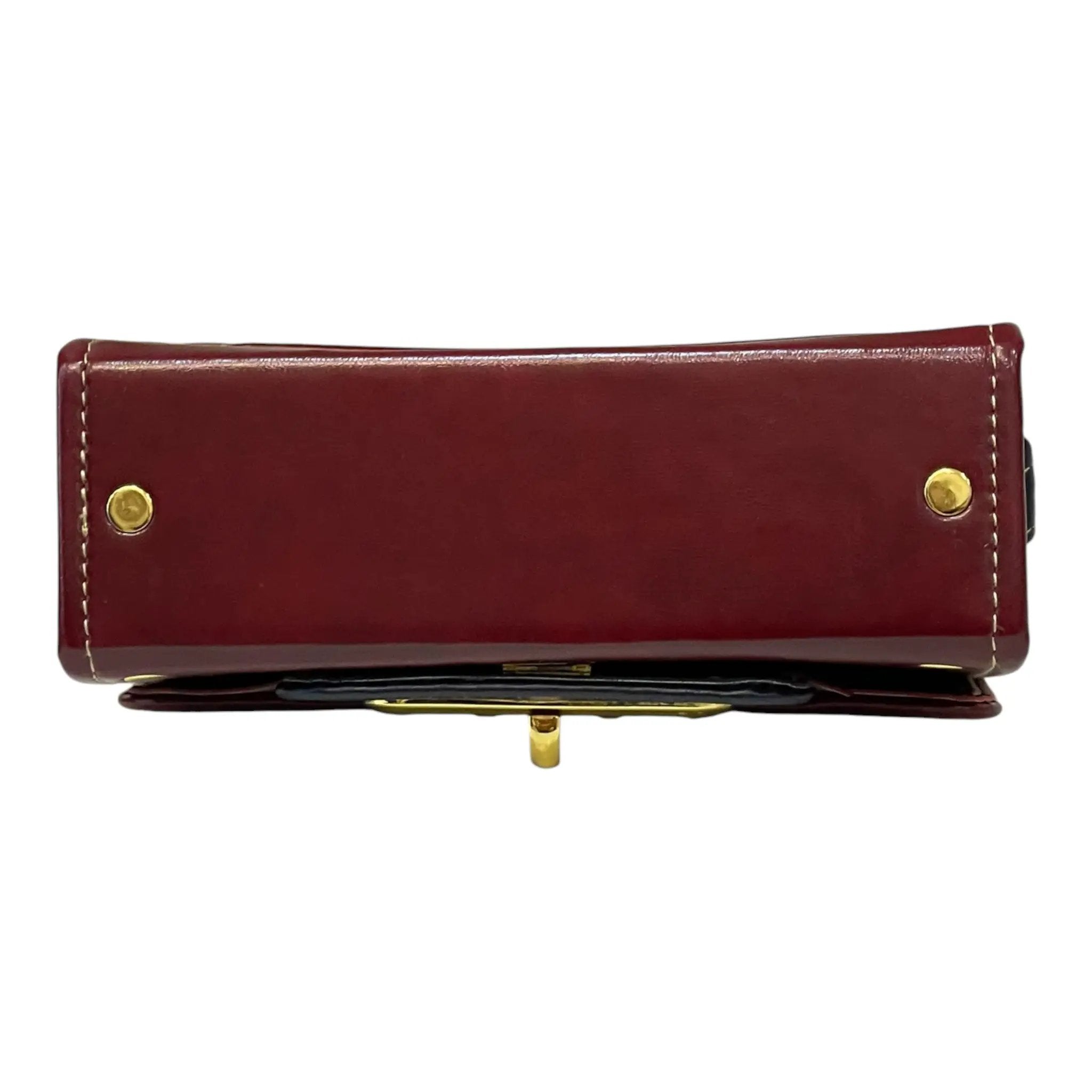 Vegan Leather Crossbody Bag – Handmade Burgundy Small Structured Purse with Gold Hardware by navichi