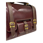 Vegan Leather Satchel – Handmade Brown Satchel Bag with Gold Hardware Purse by navichi