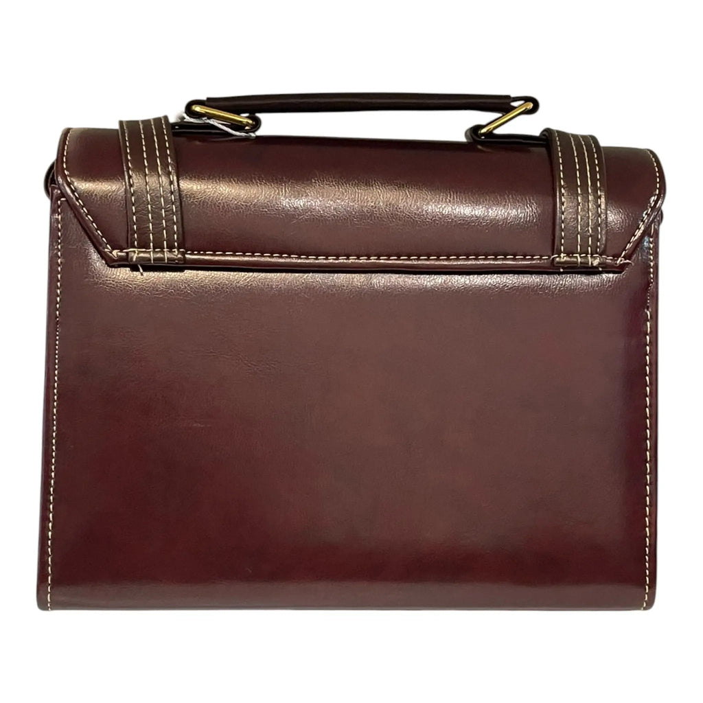 Vegan Leather Satchel – Handmade Brown Satchel Bag with Gold Hardware Purse by navichi