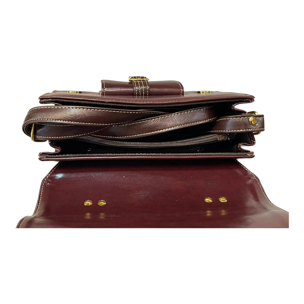 Vegan Leather Satchel – Handmade Brown Satchel Bag with Gold Hardware Purse by navichi