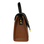 Vegan Leather Handbag – Handmade French Structured Mini Bag with Gold Clasp Closure by navichi