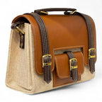 Vegan Leather Satchel – Handmade Camel Brown Handbag With Adjustable Strap by navichi