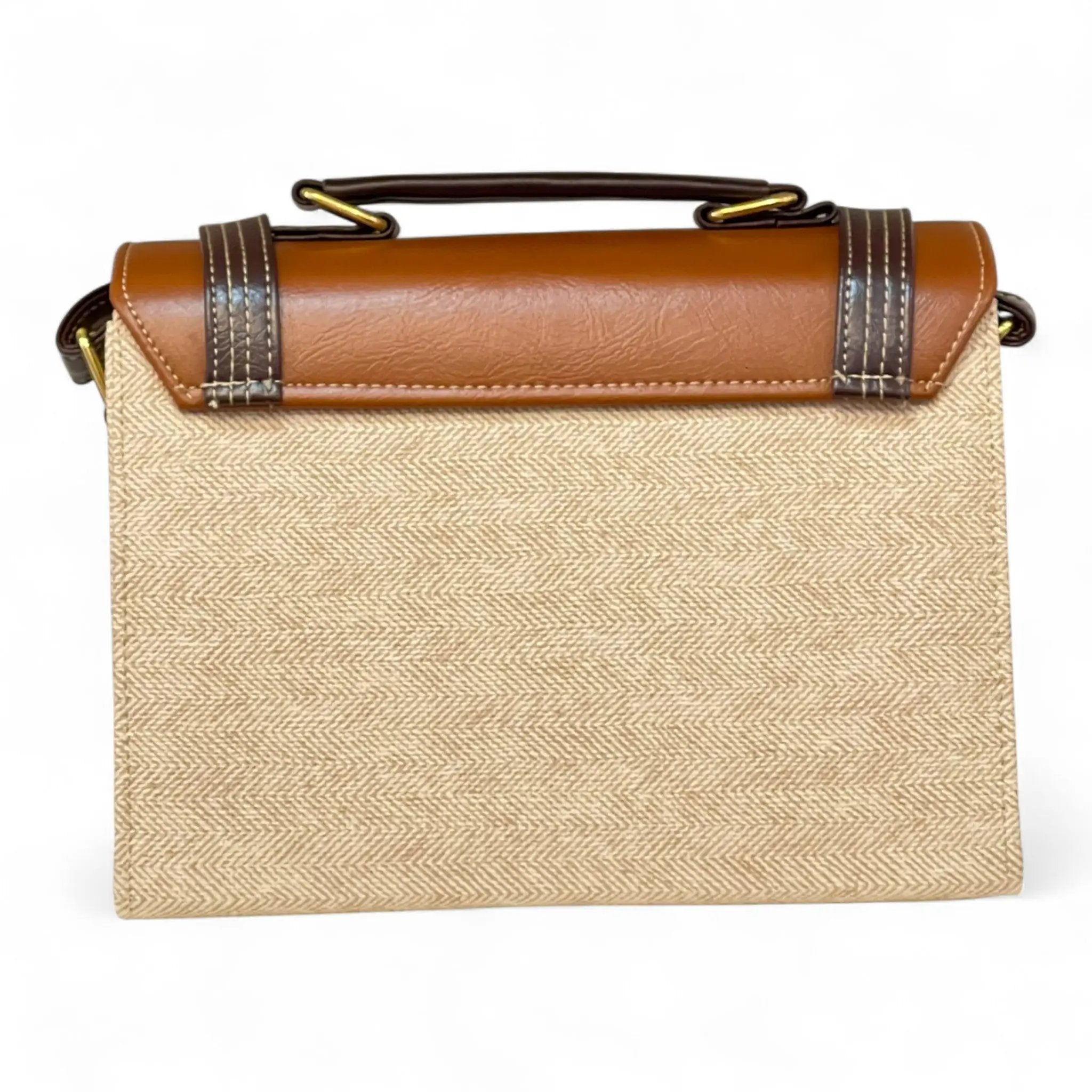 Vegan Leather Satchel – Handmade Camel Brown Handbag With Adjustable Strap by navichi