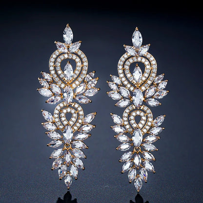 Luxury Marquise Zircon Drop Earrings, AAA Cubic Zirconia Jewelry