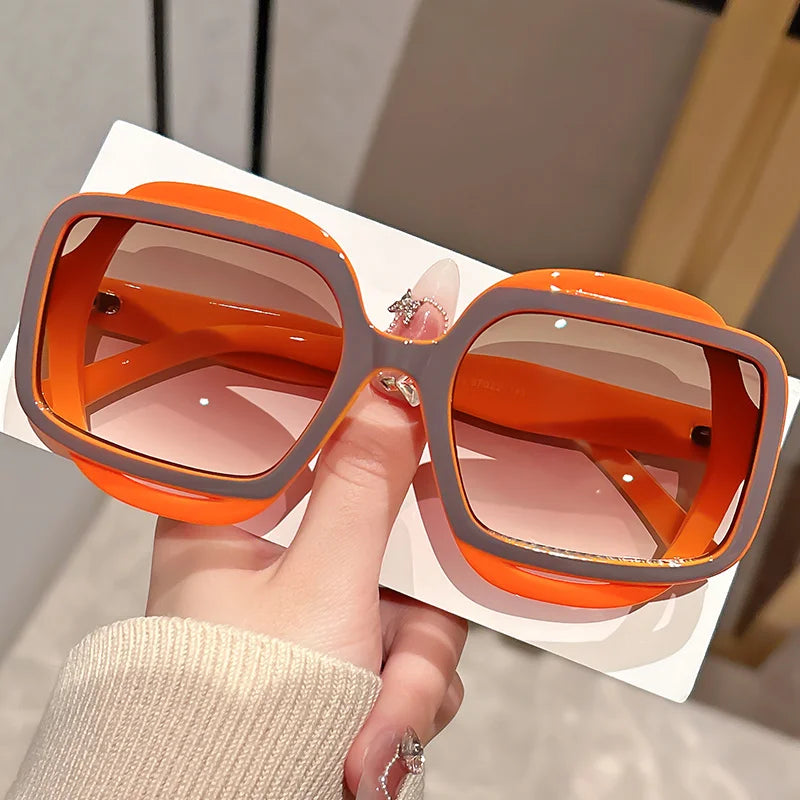 Fashion Sunglasses – Polygonal Color Blocking Square Frame for Men and Women