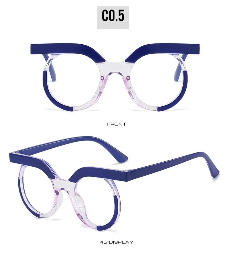 Blue Light Glasses - Women's Transparent Circular Acetate Eyeglasses Frame