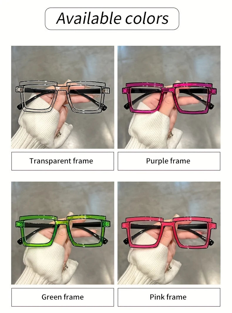 Anime Cosplay Glasses - Square Frame Clear Lens Candy Color Eyewear For Men & Women
