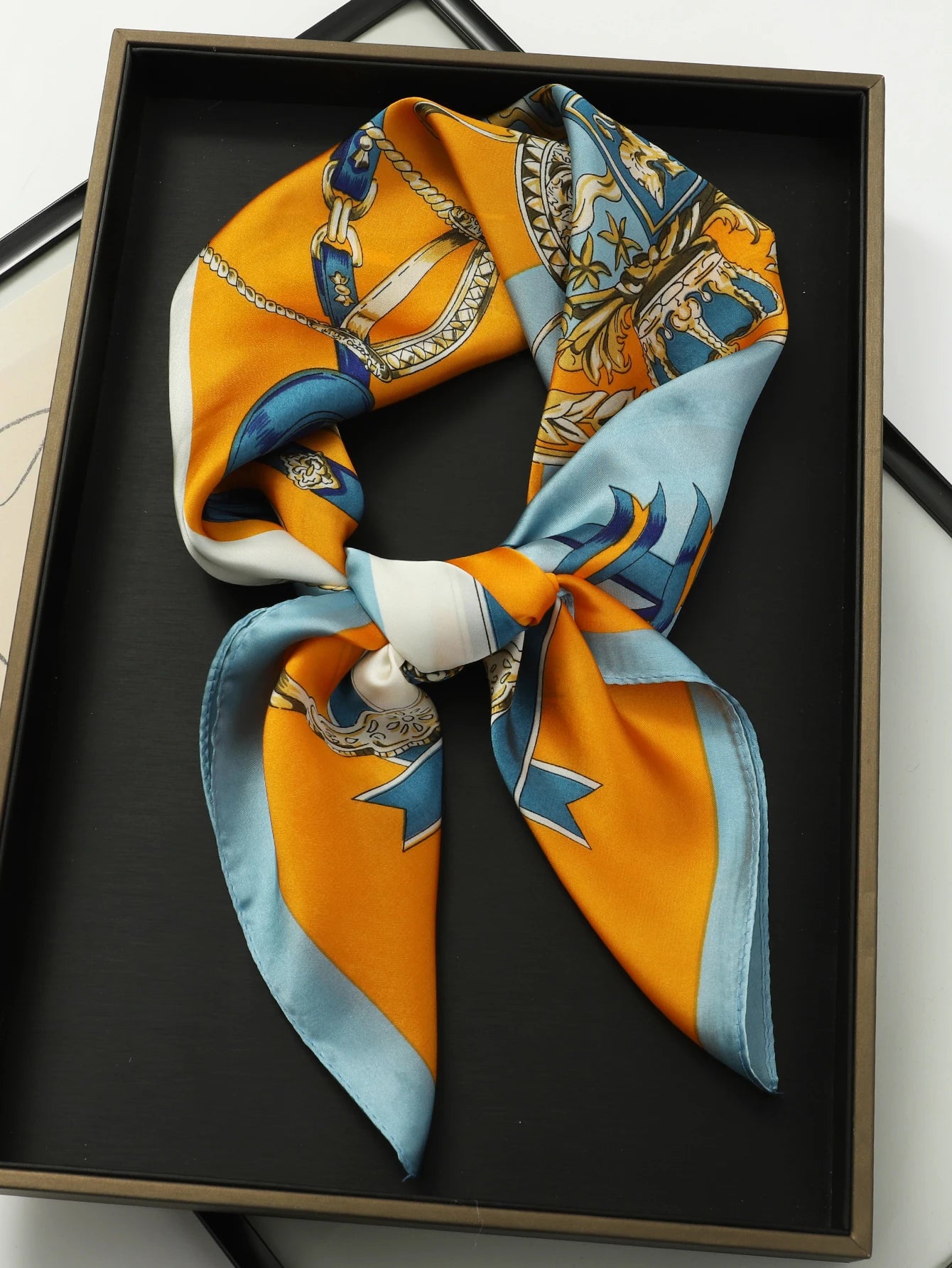 Luxury Silk Satin Scarf for Women - Printed Shawl Bandana 70x70cm