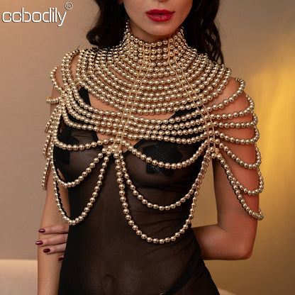 Pearl Body Chain Necklace Shawl Shoulder Jewelry