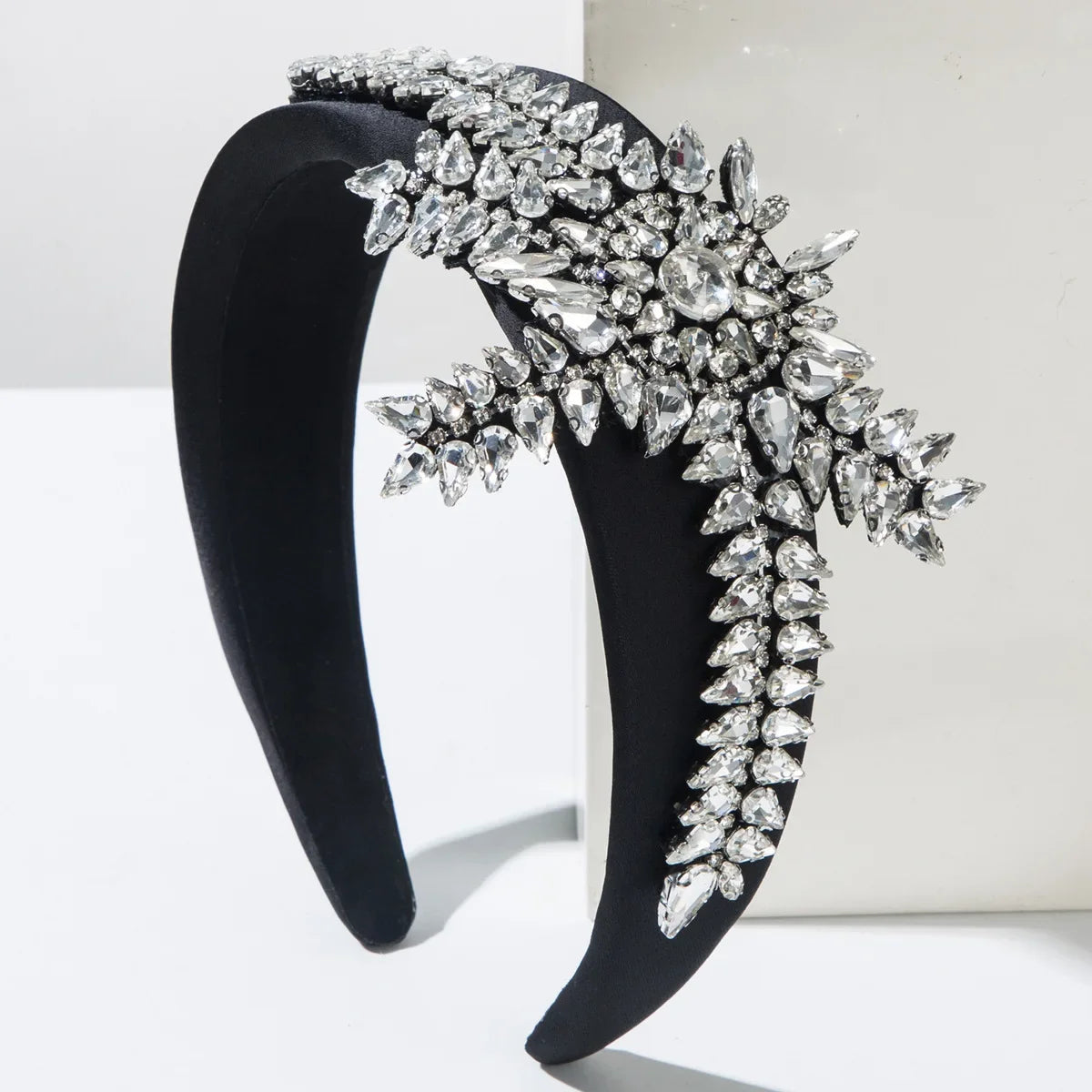 Diamond Bow Headband - Flannel Fabric Rhinestone Band | Elegant Luxury Hair Accessories