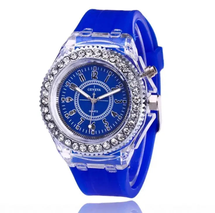 LED Light Flash Luminous Watches Women Men Boys Girls Silicone Wrist Watch Fashion Rhinestone Clock Kids Children Relogio Saati by Adornity