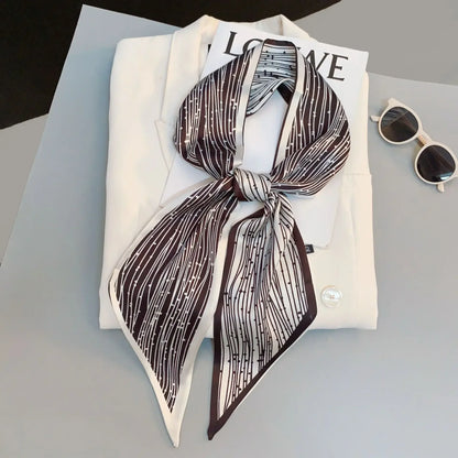 Brand Design Zebra In Flowers Women Scarf Luxury Silk Scarf Fashion Hair Headband Foulard Skinny Bag Scarves Neckerchief