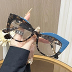 Cat Eye Glasses - Retro Style Color Block Glasses with Blue Light Blocking by Adornity