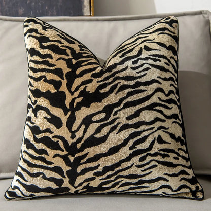 Luxury Tiger Pattern Cushion Cover Design High-end Leopard Flocked Velvet Pillow Cover Decorative Pillowcase for Livingroom