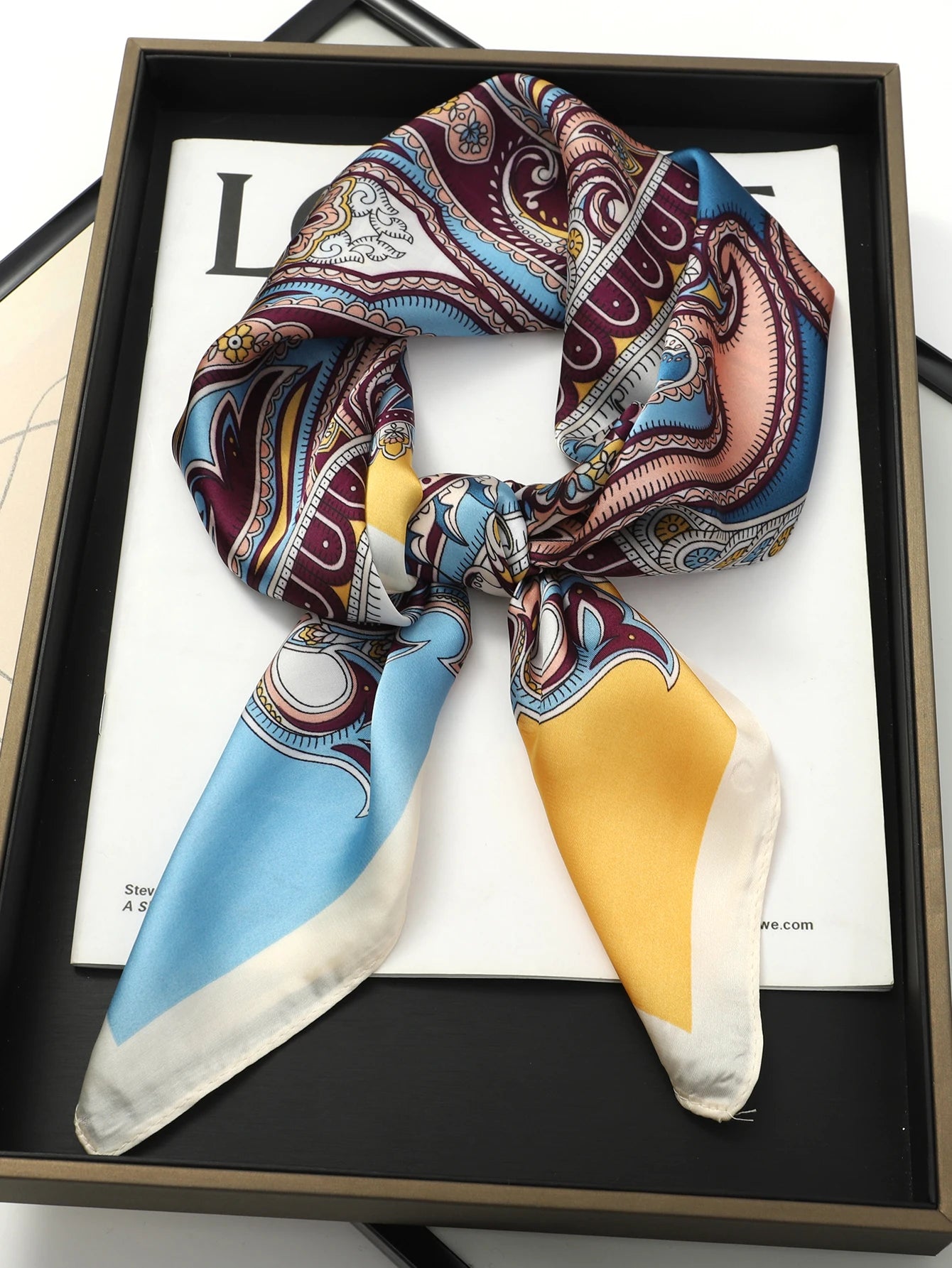 Luxury Silk Satin Scarf for Women - Printed Shawl Bandana 70x70cm