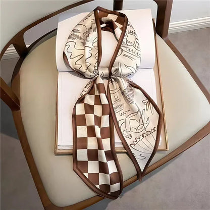 Brand Design Zebra In Flowers Women Scarf Luxury Silk Scarf Fashion Hair Headband Foulard Skinny Bag Scarves Neckerchief