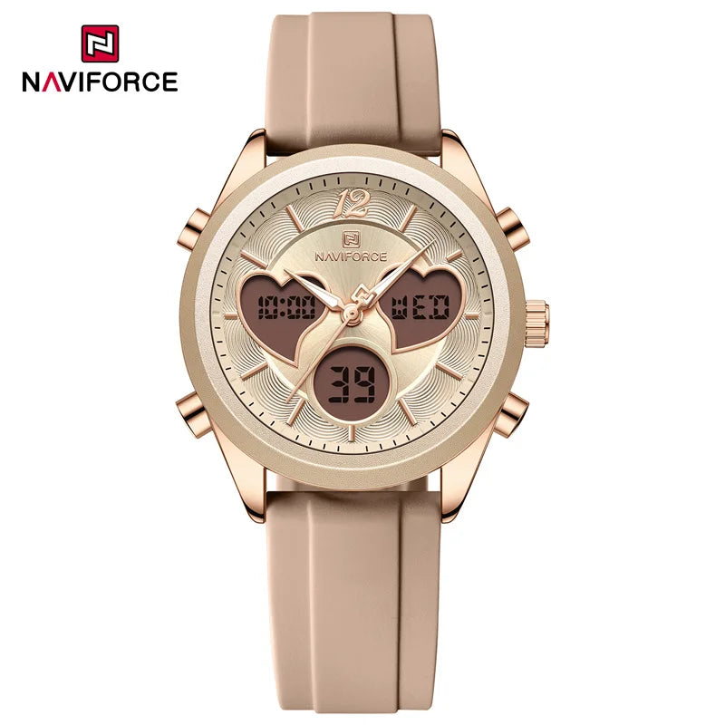 Women Silicone Wristwatch - Dual Display Heart Shape Luxury Analog Digital Watch