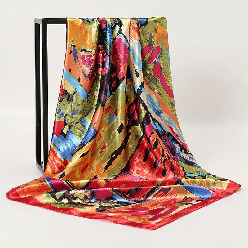 Silk Square Scarf - Lightweight Satin Hijab Wrap & Fashion Neckerchief