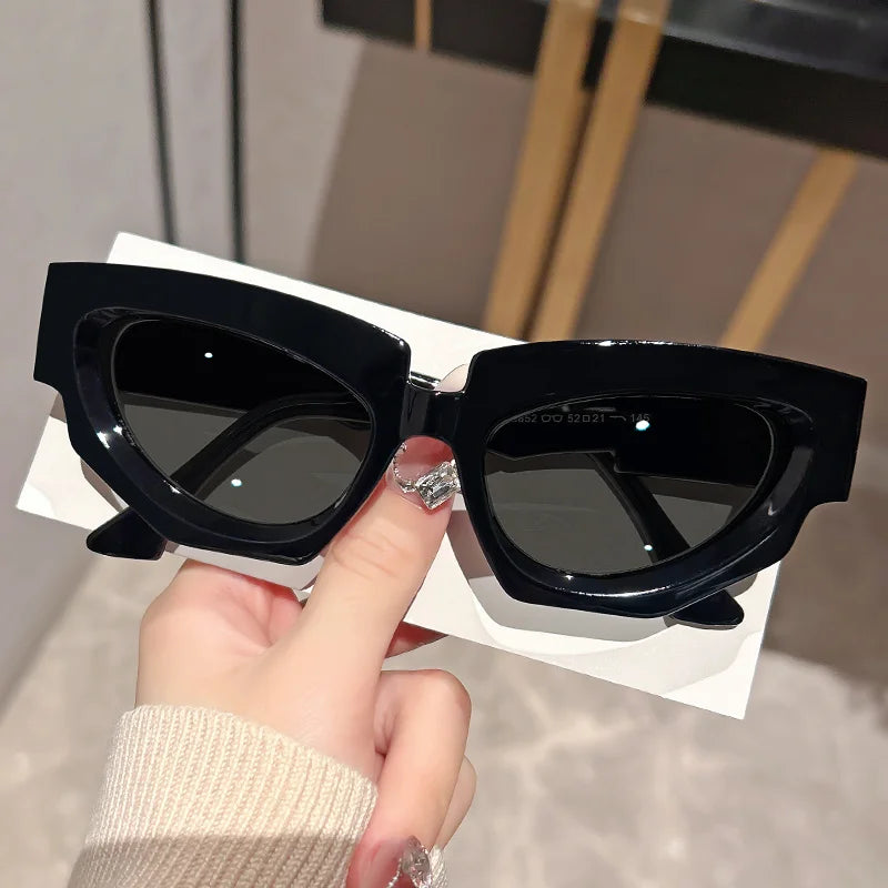 Cat Eye Sunglasses – Fashion Thick Frame Plastic Eyewear for Women, Gradient Lens