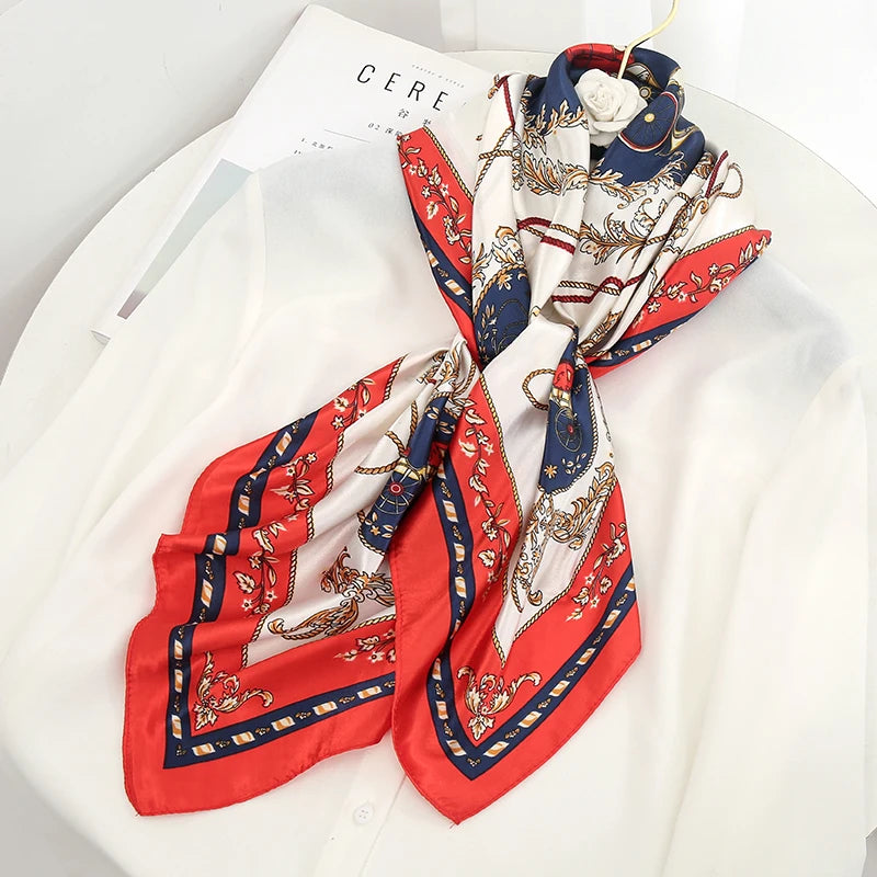 Silk Square Scarf - Lightweight Satin Hijab Wrap & Fashion Neckerchief