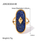 European and American Natural Stone Ring Titanium Steel Non-Fading Hand Jewelry for Women High-End Stainless Steel Jewelry by Adornity