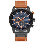 CURREN 8291 Mens Quartz Chronograph Watch Casual Leather Military Sport Fashion Gentleman Wristwatch by Adornity