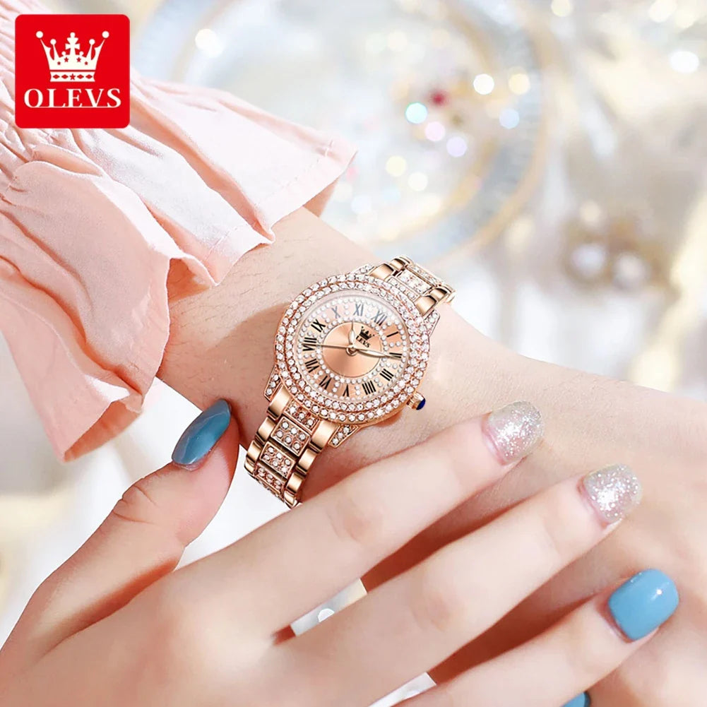 Quartz Dazzling Diamond Waterproof Luminous Luxury Wrist Watch