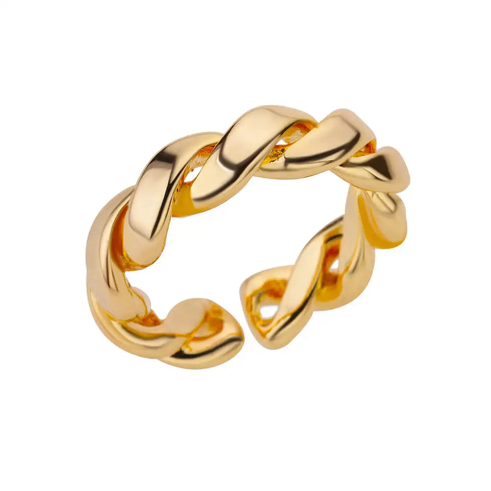 Gold Plated Stainless Steel Cubic Zircon Opening Ring