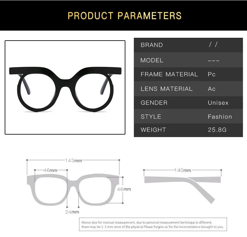 Blue Light Glasses - Women's Transparent Circular Acetate Eyeglasses Frame