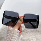 Black Square Sunglasses – Korean Style Classic Big Shades with UV Protection by Adornity