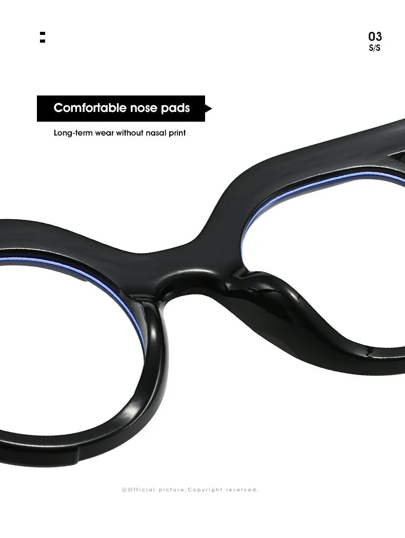 Blue Light Glasses - Women's Transparent Circular Acetate Eyeglasses Frame