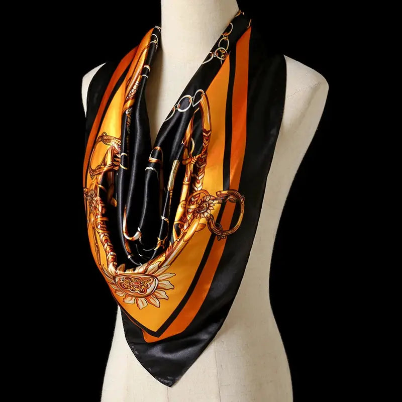 Elegant Silk Square Scarf – Satin 90x90 cm by Adornity