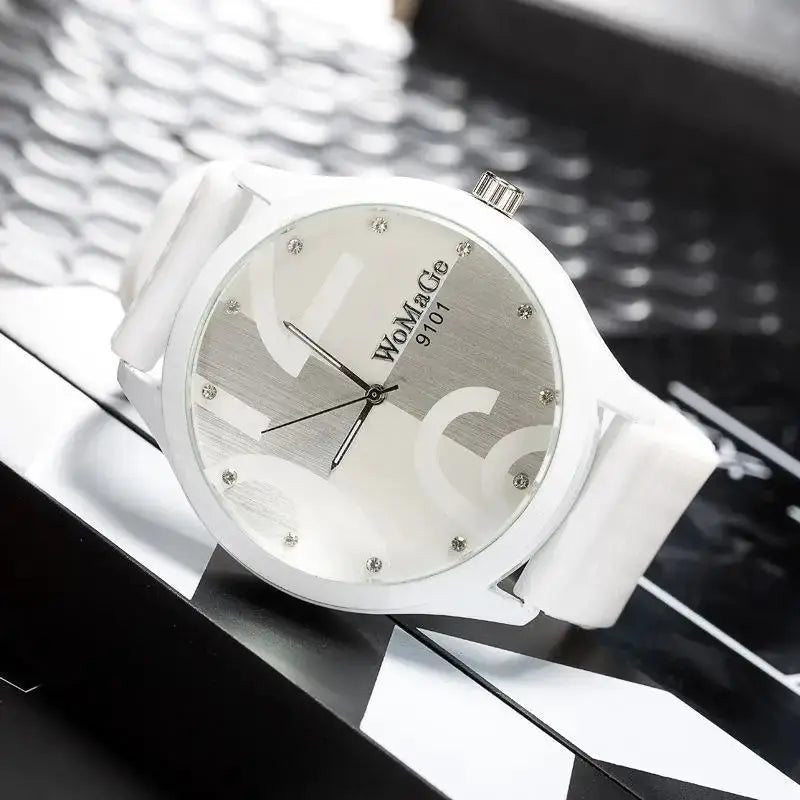 Womage Watch Women Green Watches Fashion Big Number Quartz Wristwatches Women Ladies Gilrs Silicone Sports Watches reloj mujer by Adornity