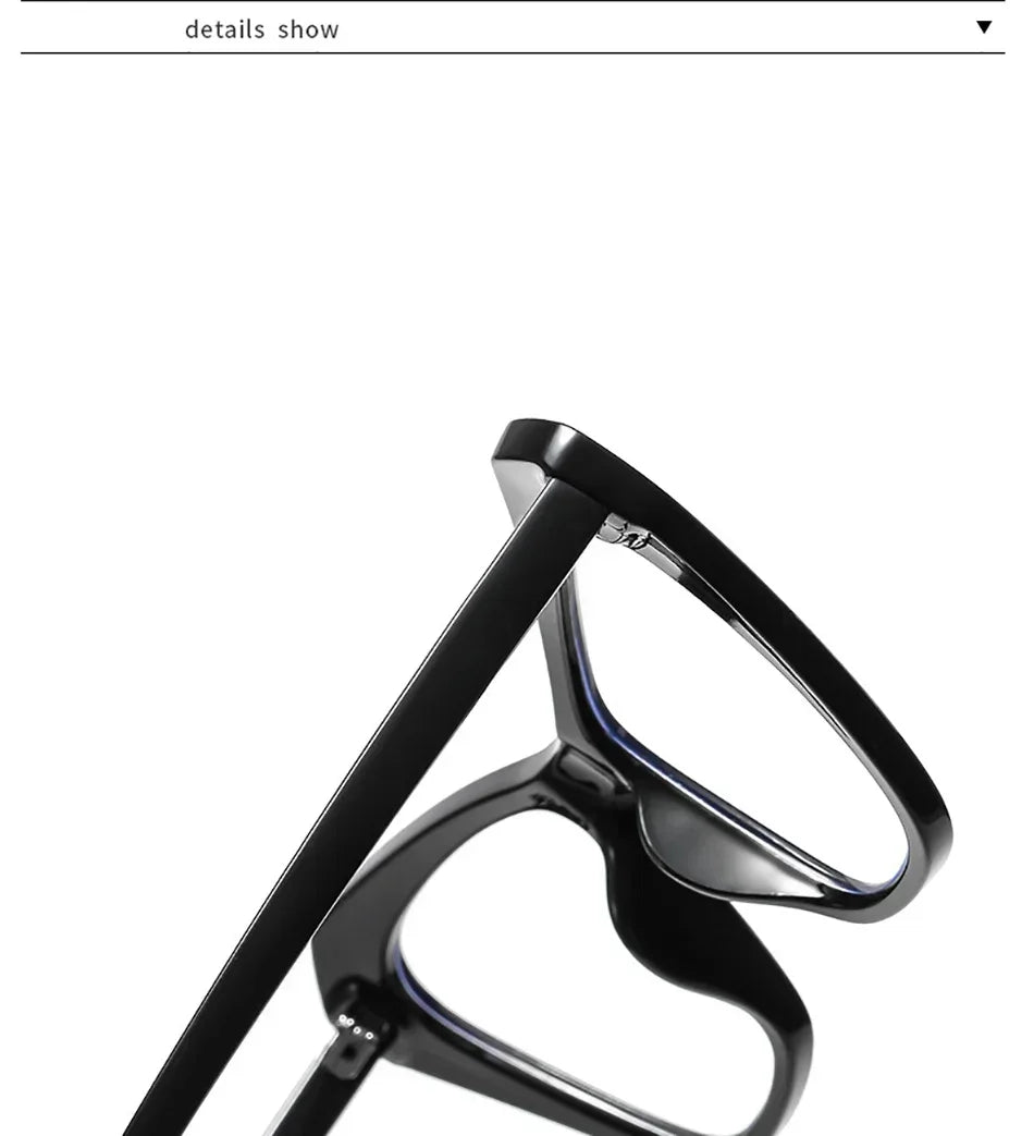 Chic Oversized Cat Eye Glasses – Color Block Blue Light