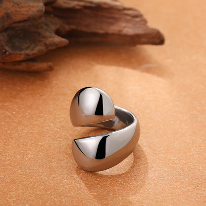 Adjustable Geometric Metal Dome Ring - Unisex Stainless Steel Statement Jewelry