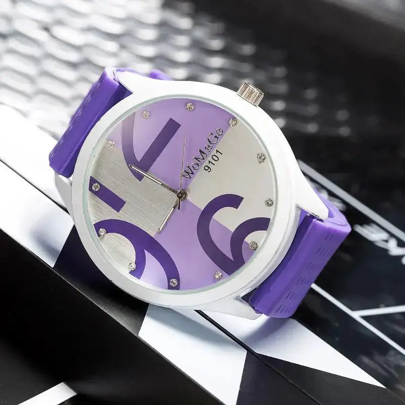 Womage Watch Women Green Watches Fashion Big Number Quartz Wristwatches Women Ladies Gilrs Silicone Sports Watches reloj mujer by Adornity