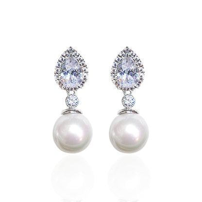 Exquisite Simulated Pearl Bridal Earrings