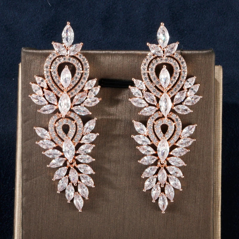 Luxury Marquise Zircon Drop Earrings, AAA Cubic Zirconia Jewelry