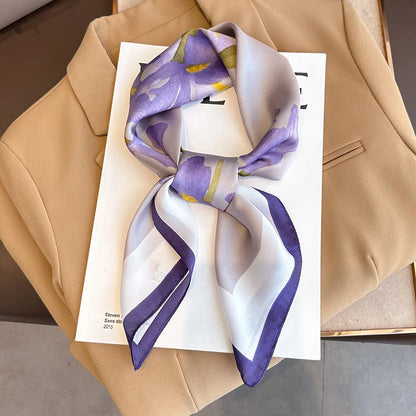 Luxury Silk Satin Scarf for Women - Printed Shawl Bandana 70x70cm