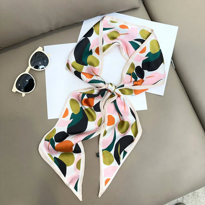 Brand Design Zebra In Flowers Women Scarf Luxury Silk Scarf Fashion Hair Headband Foulard Skinny Bag Scarves Neckerchief