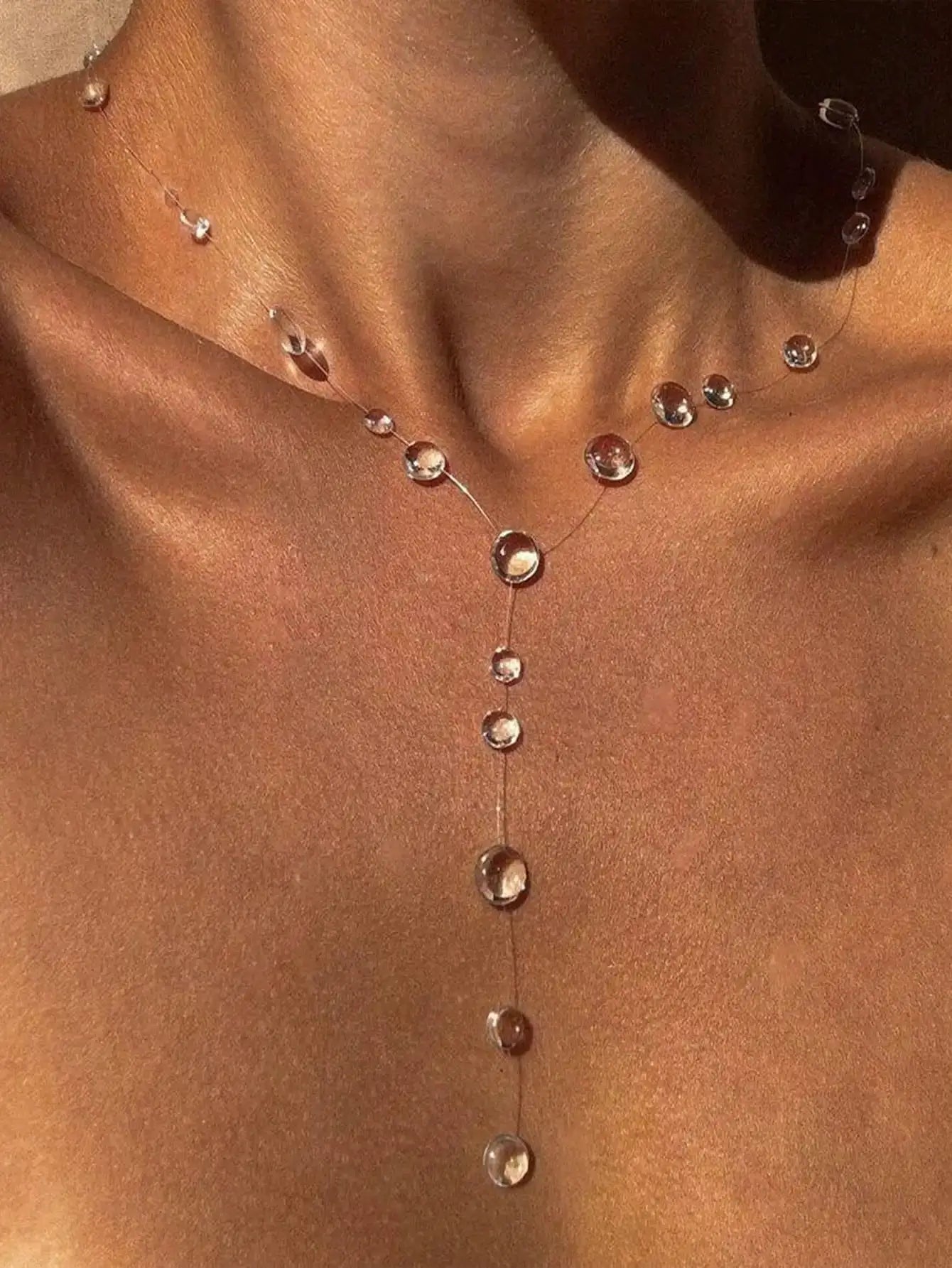 New Transparent Dewdrop Series Necklace Handmade Epoxy Resin Water Drop Collar Chain For Women Holiday Fashion Jewelry by Adornity