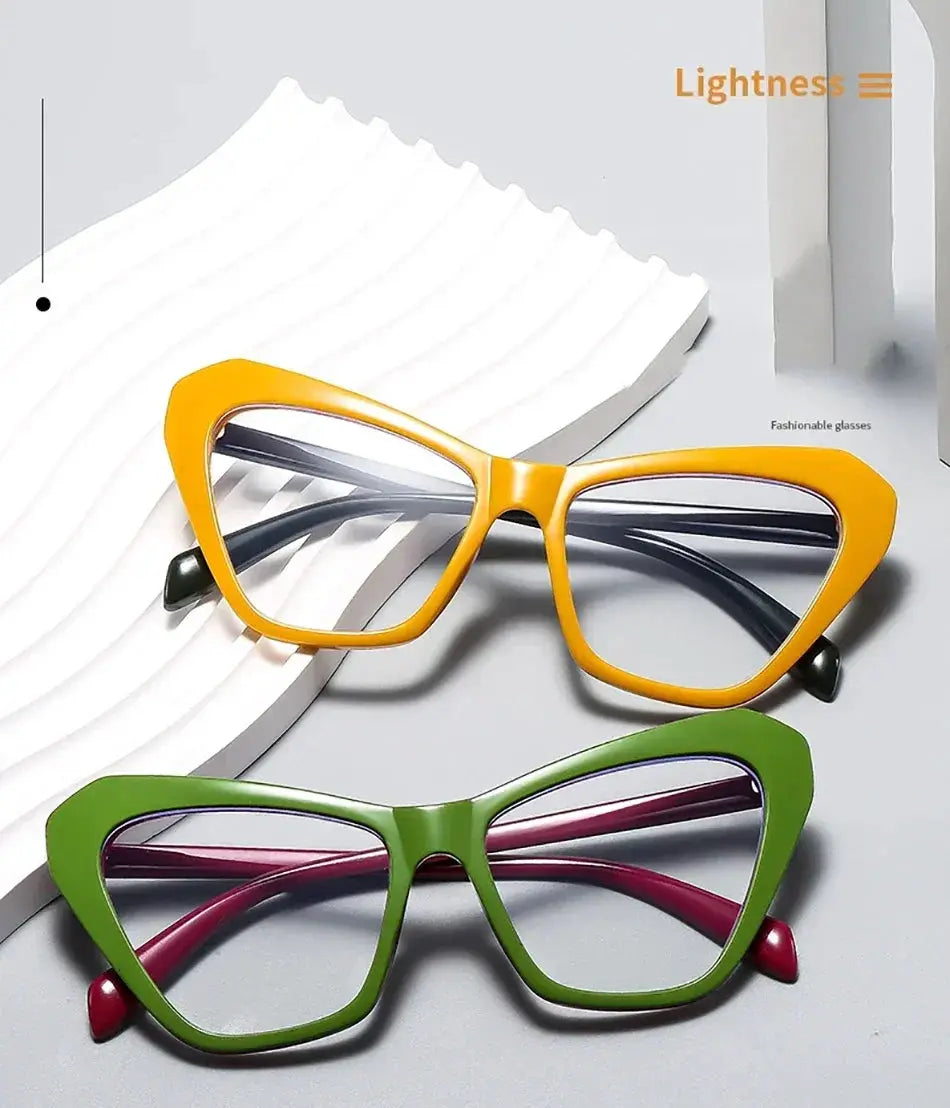 Oversized Cat Eye Glasses – Two-Tone Blue Light by Adornity
