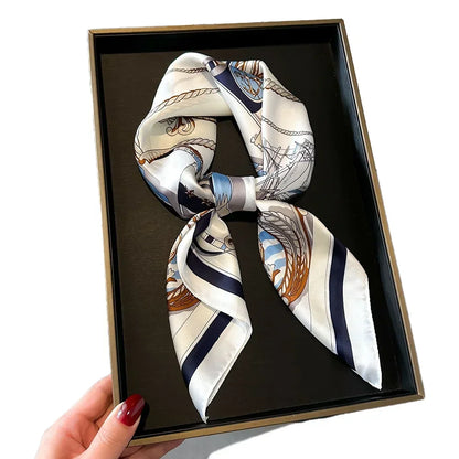 Luxury Design Print Silk Square Scarf Hairband