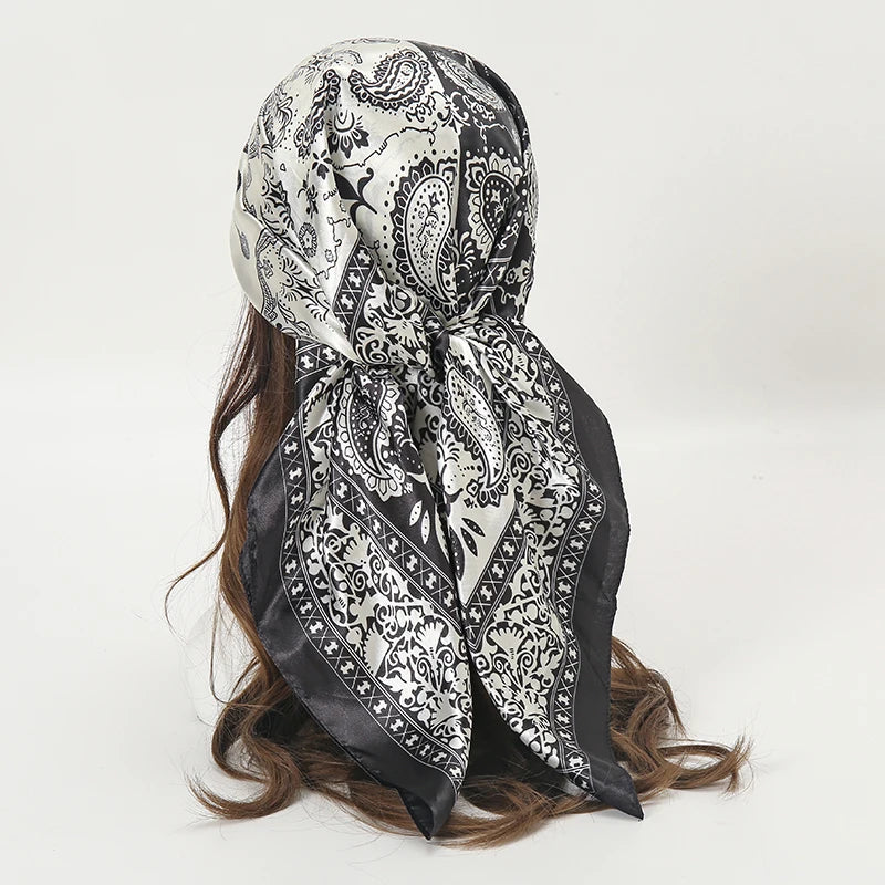 Silk Square Scarf - Lightweight Satin Hijab Wrap & Fashion Neckerchief