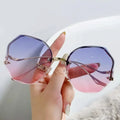 Elara Rimless Polygon Sunglasses Metal Frame Collection Exclusive UV400 Protection